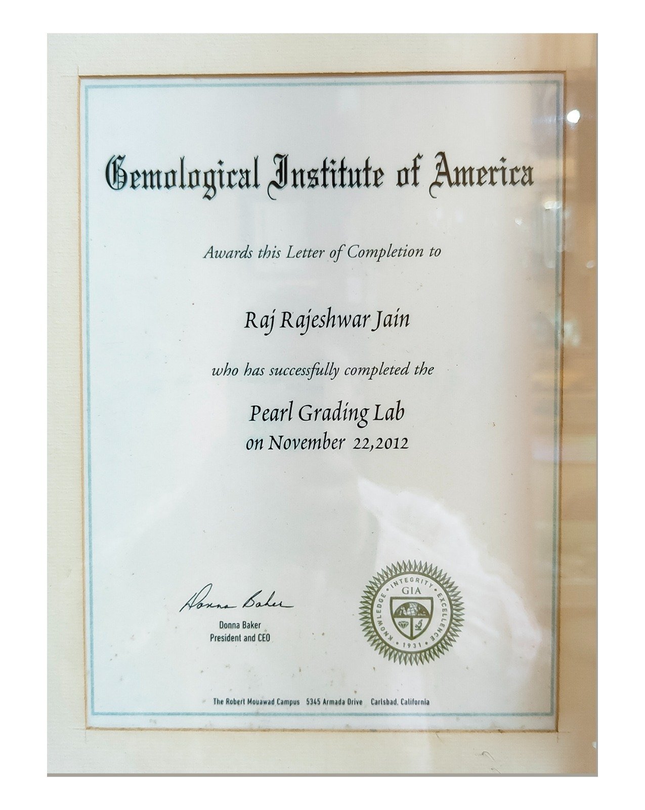 GIA Diamond Certificate