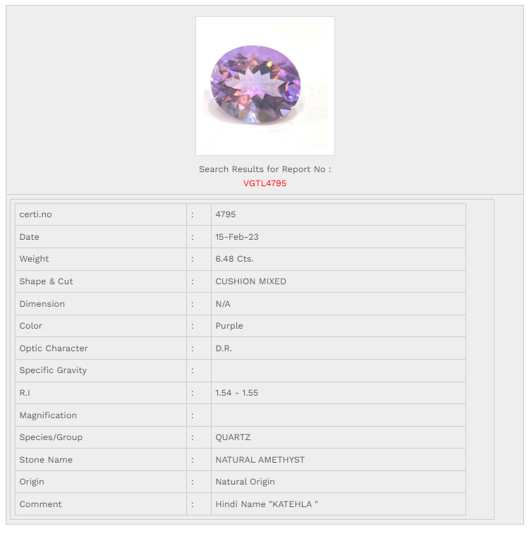 Natural Amethyst 6.48 Ct Online