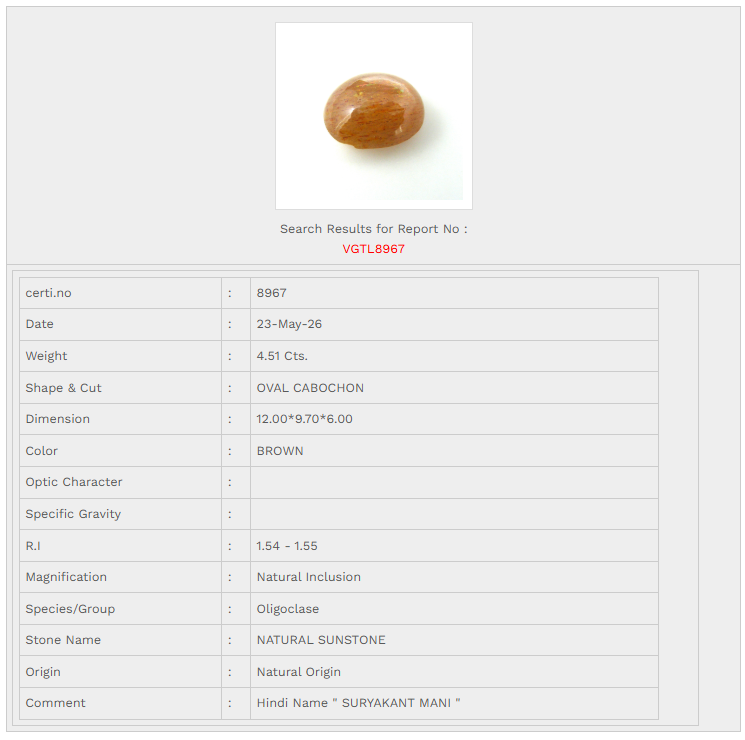 Natural Sunstone 4.51 Cts