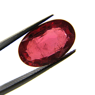 Natural Ruby Stone, 4.07 carats, oval cut, deep red color"